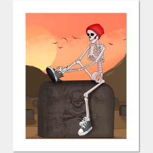 Skeleton Wears His Grey Shoes Posters and Art